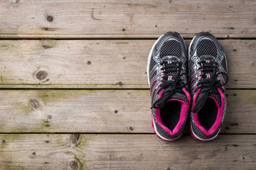 Sport background with running shoes