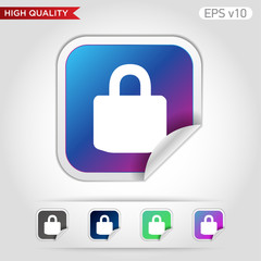 Colored icon or button of lock symbol with background