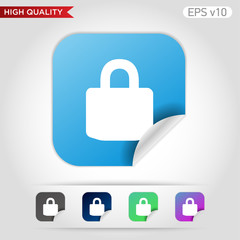 Colored icon or button of lock symbol with background