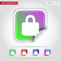 Colored icon or button of lock symbol with background