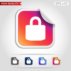 Colored icon or button of lock symbol with background