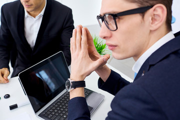 The concept of business meetings, team work close up.