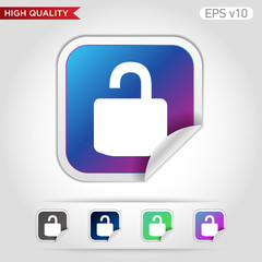 Colored icon or button of lock symbol with background
