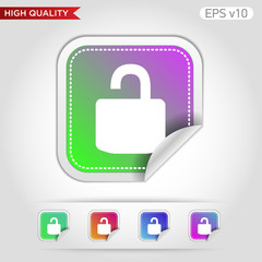 Colored icon or button of lock symbol with background