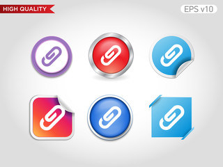 Colored icon or button of clip symbol with background