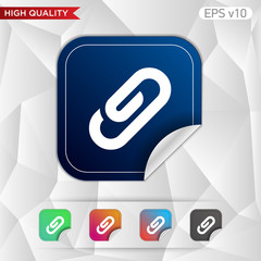 Colored icon or button of clip symbol with background
