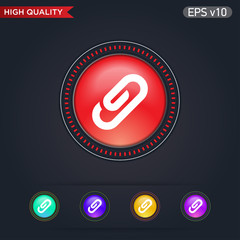 Colored icon or button of clip symbol with background