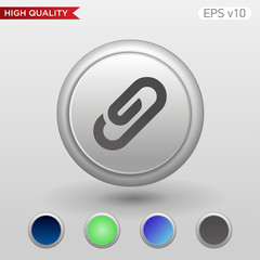Colored icon or button of clip symbol with background