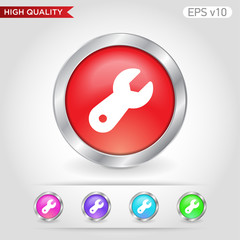 Colored icon or button of tool symbol with background