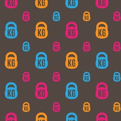 Kettlebell colored vector seamless pattern with. Icon weights de