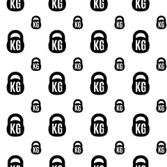 Kettlebell vector seamless pattern. Icon weights depicting sad f