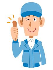 作業着の男性　評価　良い
