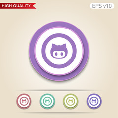 Colored icon or button of cat symbol with background