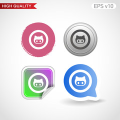 Colored icon or button of cat symbol with background