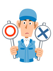 作業着の男性　問題　クイズ
