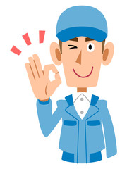 作業着の男性　承認　良い
