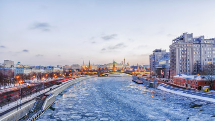 winter view of the Kremlin in Moscow