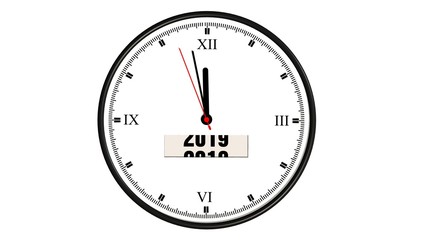 Naklejka premium clock year change from 2018 to 2019 isolated on white