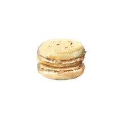 Vanilla macaroon. Isolated on white background.