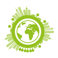 green city ecology buildings vector illustration design