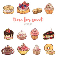 Vector illustration of delicious cakes