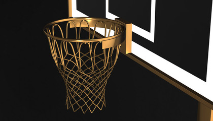 Obraz na płótnie Canvas Silver net of a basketball hoop on background, 3d render