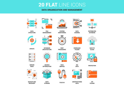 20 Line Art Data Icons