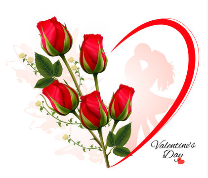 red roses heart valentine's day romantic scene clip art preview