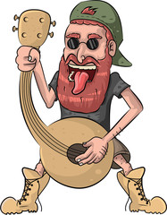 Funny man singing at mandolin 2