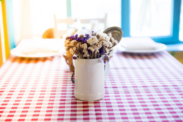 Beautiful flowers on a table for two