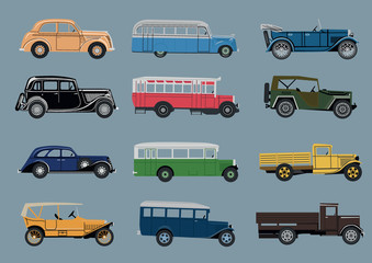 Infographics set of retro cars.