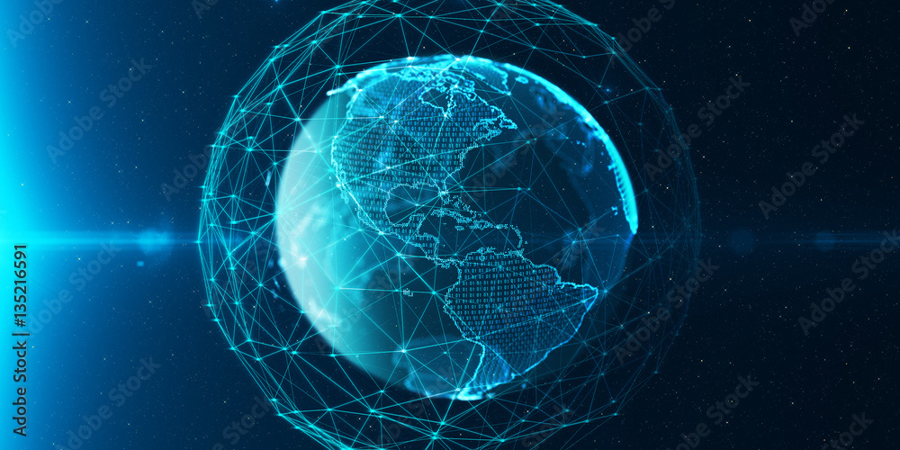 Poster Technology background/Technology background abstract background with connecting dots and lines. Connection structure digital communication. Earth futuristic technology abstract background.