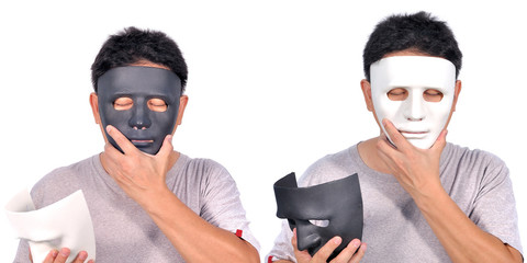 Middle Asian man 42 Years old select white and black mask good s