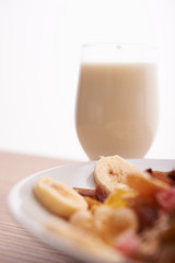 oat flakes with dried fruit and milk