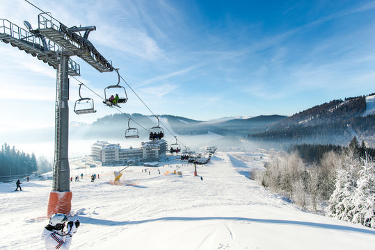 Winter landscape in carpathian mountais