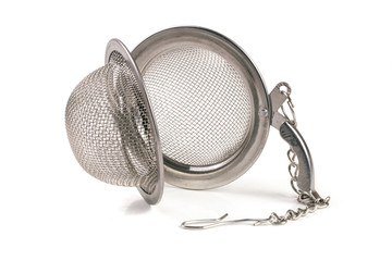 tea strainer on a chain isolated  white background
