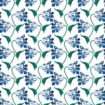 Pattern with tulips.Seamless vector floral print.Spring textile texture