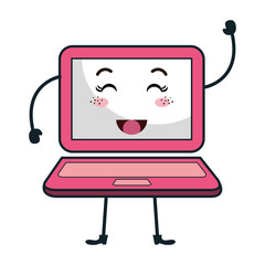 laptop computer character icon vector illustration design
