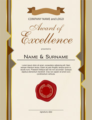 Award of Excellence with wax seal and ribbon portrait version