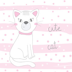 Obraz na płótnie Canvas funny cute cat in cartoon style. vector print
