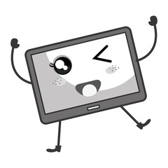 tablet device kawaii character vector illustration design