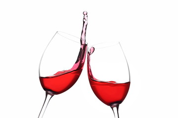 Cheers. A Toast with Red Wine. Splash.
