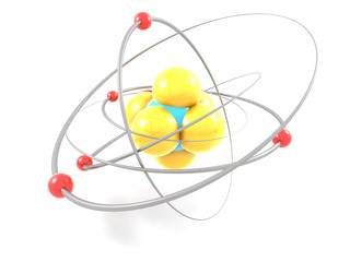 Atom, molecular, orbit red 3d