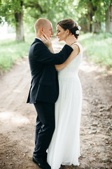 Happy bride and groom on their wedding.