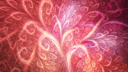 Obraz premium Kaleidoscope sparks. Interweaving branches chaos. 3D surreal illustration. Sacred geometry. Mysterious psychedelic relaxation pattern. Fractal abstract texture. Digital artwork graphic astrology magic