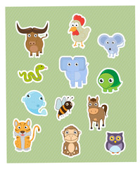 Cute simple animal stickers set