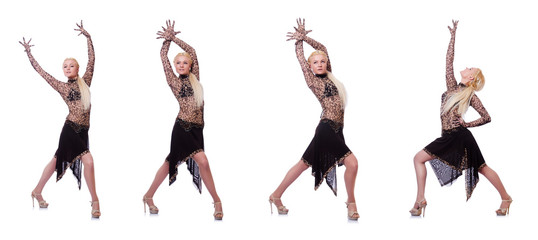 Fototapeta premium Woman dancing isolated on the white