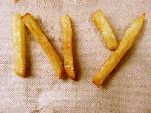 N and Y initials made from french fries