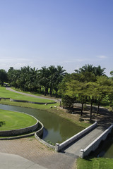 Golf field in Thailand, sport outdoor.