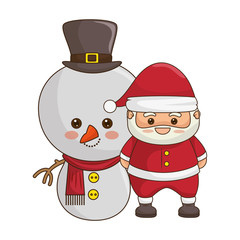 merry christmas santa claus kawaii character vector illustration design